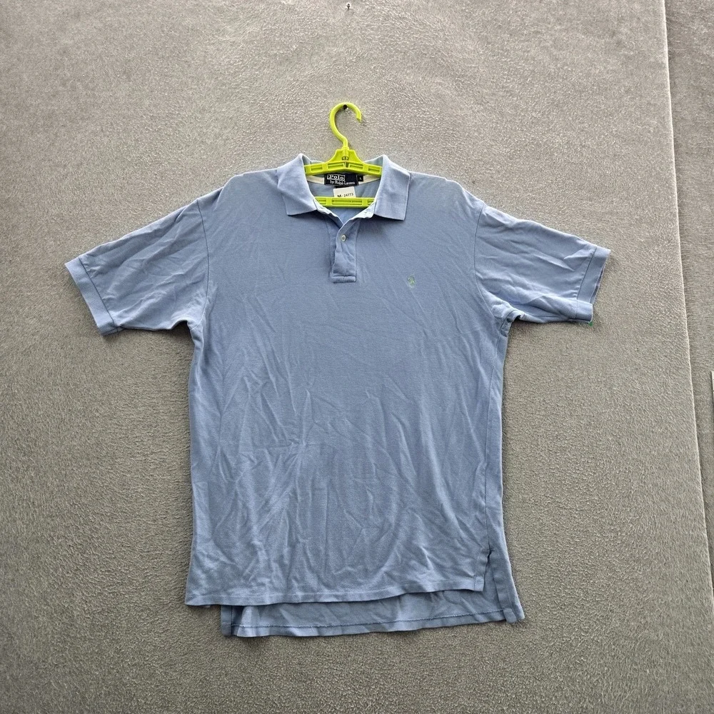 VINTAGE Polo Ralph Lauren Men‎ Polo L Blue Made In USA 90s Pony Embroidered Logo